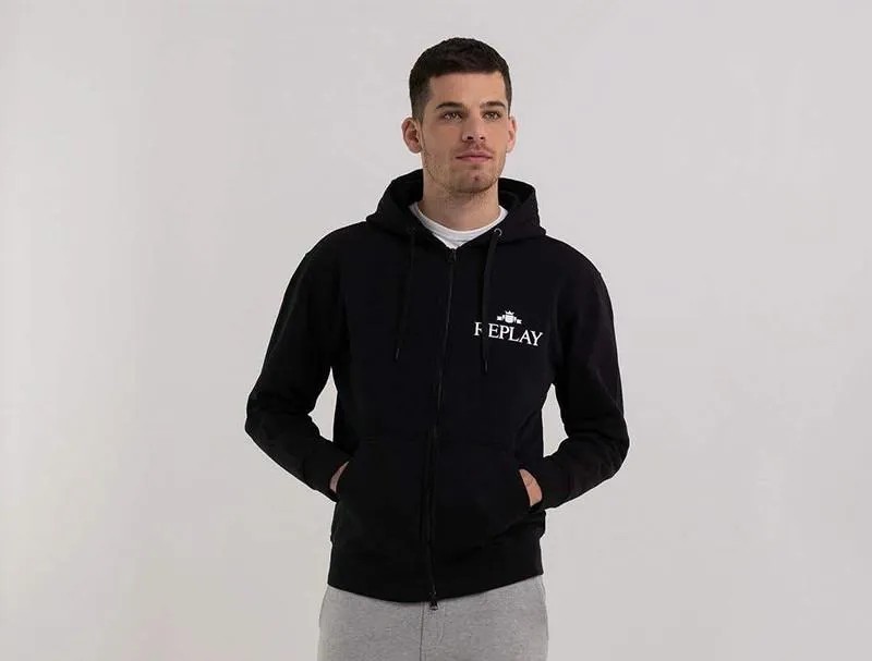 REPLAY Men's full zip HOODIE SWEATSHIRT 