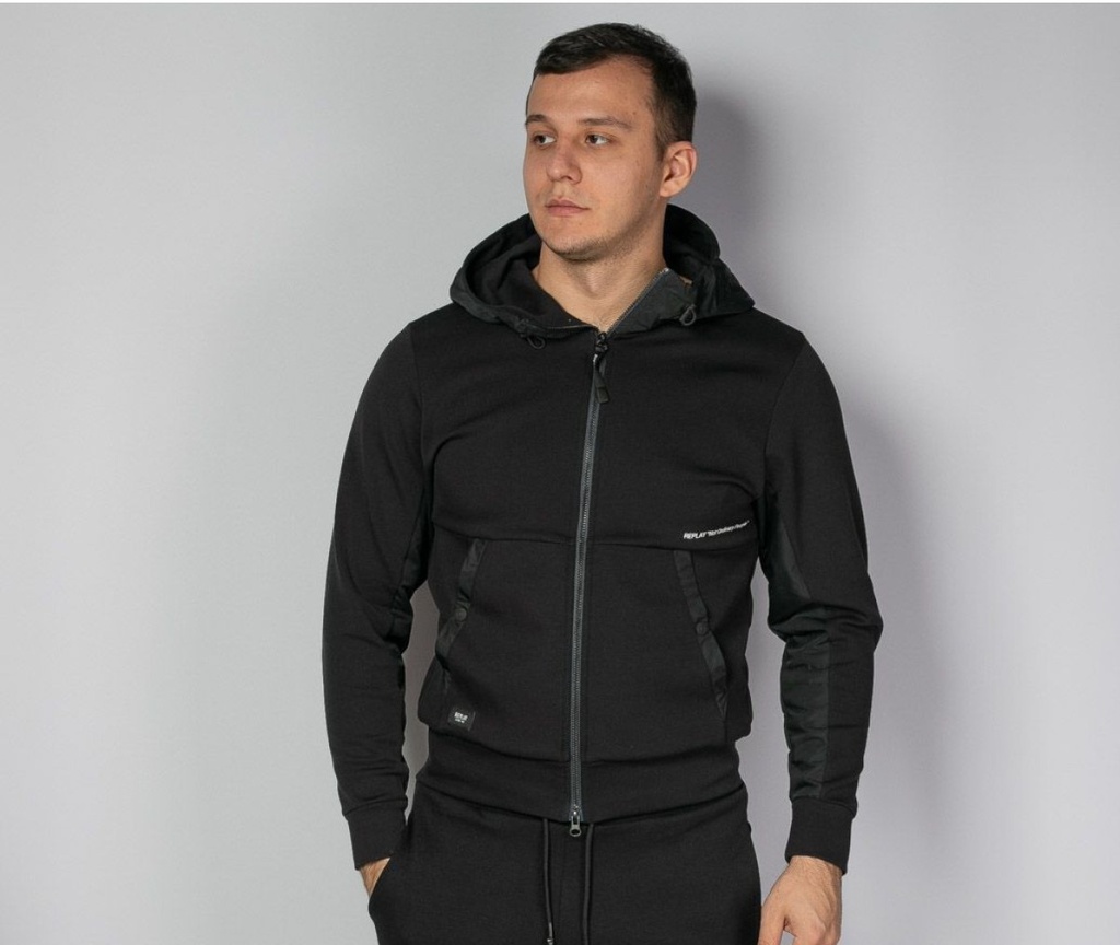 REPLAY Men's SWEATSHIRT TECHNICAL FLEECE ZIP HOODIE