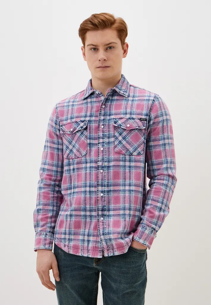 REPLAY M SHIRT Camicia INDIGO CHECKED COTTON