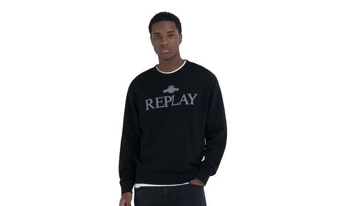 REPLAY Sweatshirt With Archival Logo Felpa P.DYED COTTON FLEECE 