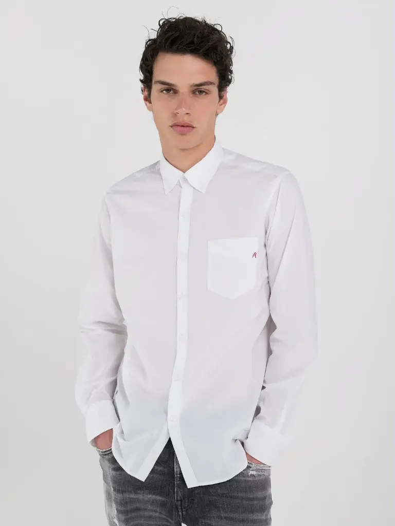 Replay Men's Shirt Camicia COTTON POPELINE 