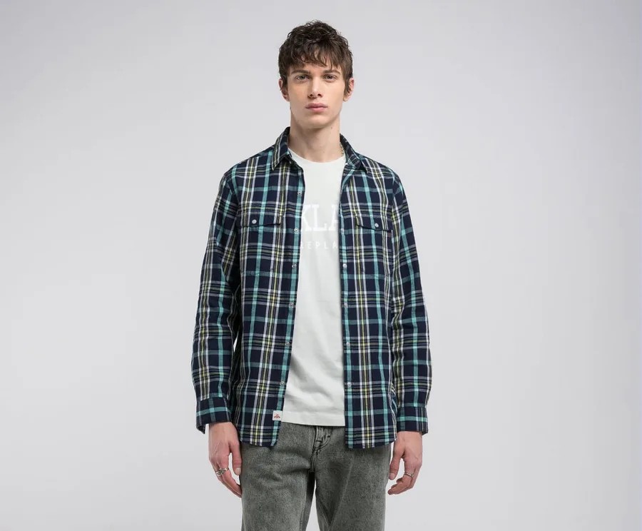 Camicia YARN DYED INDIGO CHECKED COTTON 