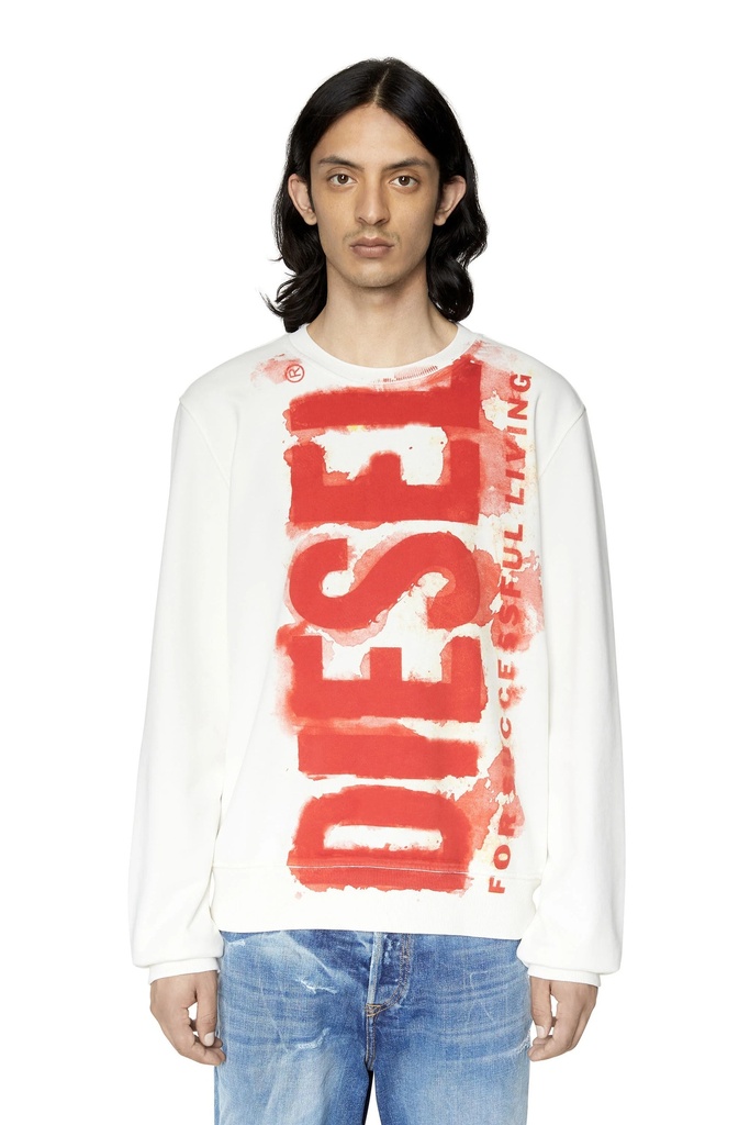 DIESEL M S-GINN-E5 : Sweatshirt with bleeding-effect logo 