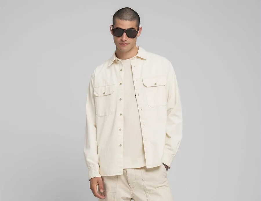 Camicia 8 OZ ORGANIC ECRU HERRINGBONE 200 