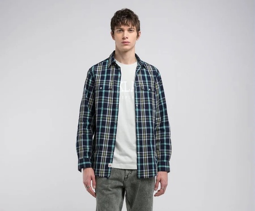 Camicia YARN DYED INDIGO CHECKED COTTON 