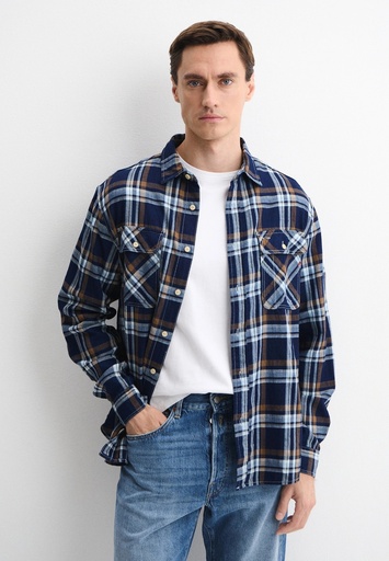 Camicia INDIGO CHECKED COTTON SHIRT