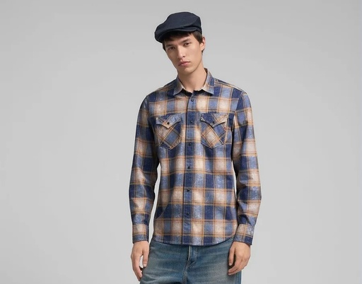 Camicia 6 OZ PRINTED INDIGO CHECKED COTTON 010 