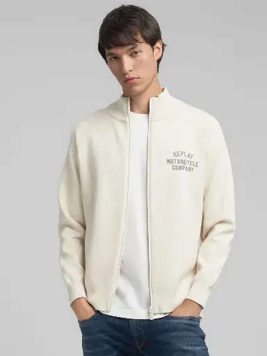 HIGH-NECK FULL-ZIP KNIT SWEATSHIRT - 12 gg 