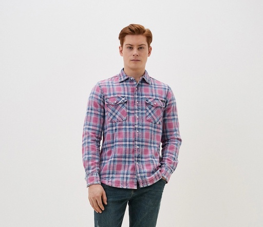 REPLAY M SHIRT Camicia INDIGO CHECKED COTTON